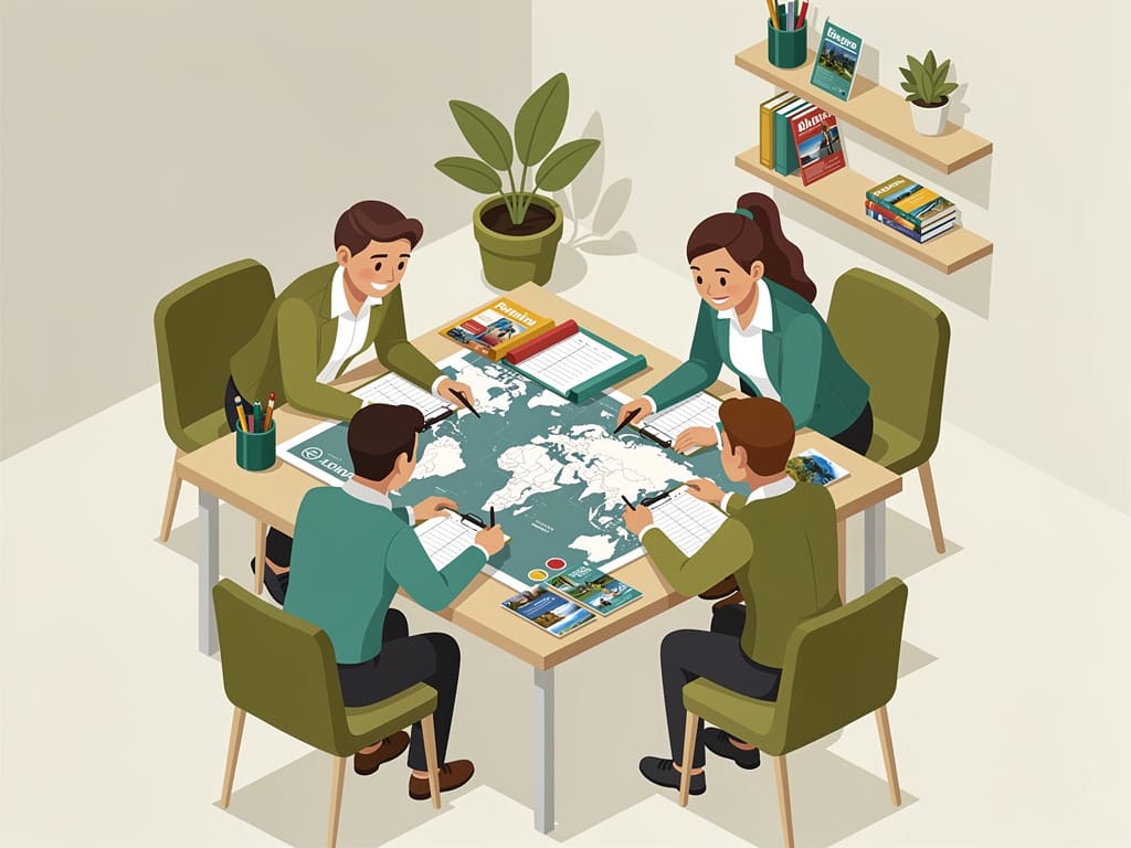 Quattro membri dello staff dell'agenzia in ufficio